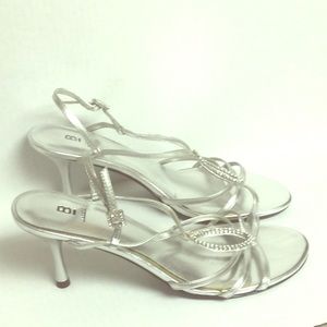 Silver high heel shoes